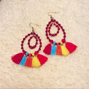 Summer fun multicolored boho Tassel earrings